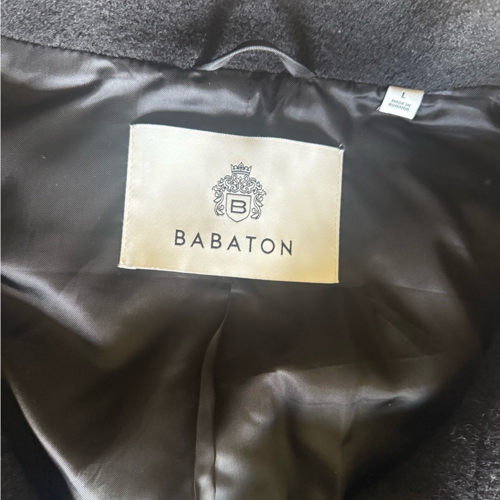 NWT Babaton Correa Funnel-Neck Wool Coat Black Size Large - Picture 13 of 13